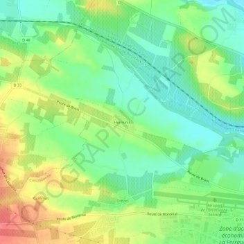 Mapa topográfico Herminis, altitude, relevo