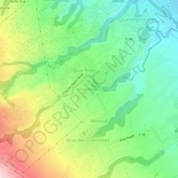 Mapa topográfico Mon Repos, altitude, relevo