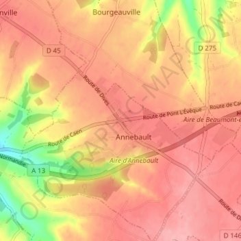Mapa topográfico Les Quatre Routes, altitude, relevo