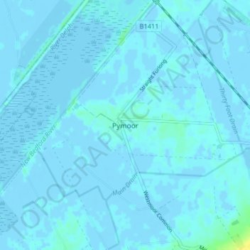 Mapa topográfico Pymoor, altitude, relevo