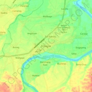 Mapa topográfico Echague, altitude, relevo