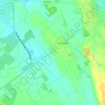 Mapa topográfico Monterrone, altitude, relevo