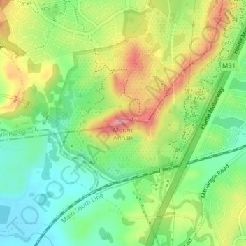 Mapa topográfico Mount Annan, altitude, relevo