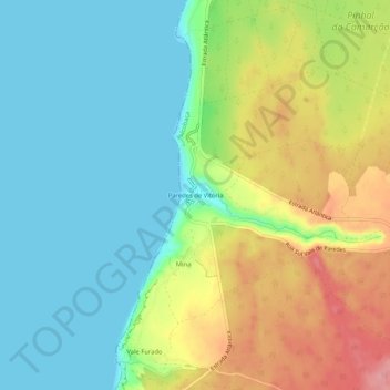 Mapa topográfico Paredes de Vitória, altitude, relevo