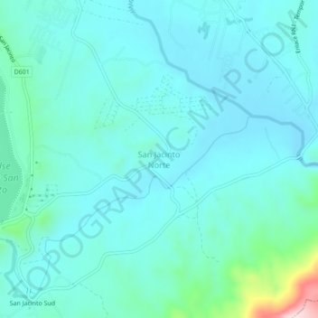 Mapa topográfico San Jacinto Norte, altitude, relevo