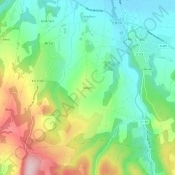 Mapa topográfico Malaire, altitude, relevo