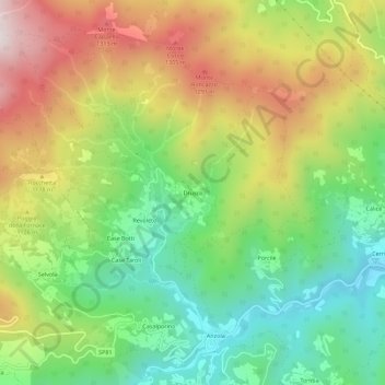 Mapa topográfico Drusco, altitude, relevo