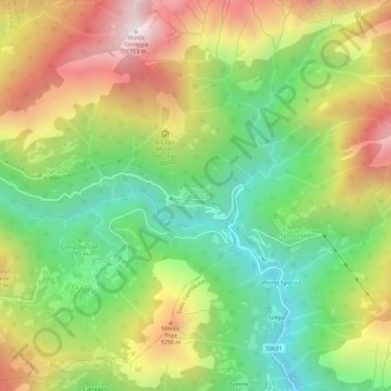 Mapa topográfico Orasso, altitude, relevo