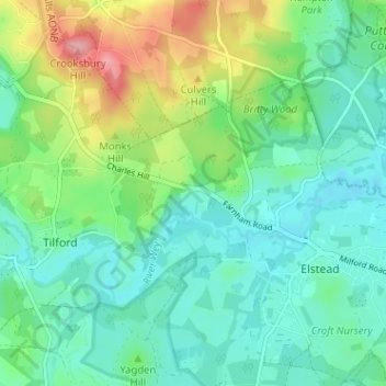 Mapa topográfico Charleshill, altitude, relevo