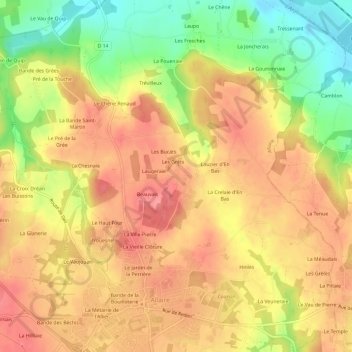 Mapa topográfico Lyonnais, altitude, relevo