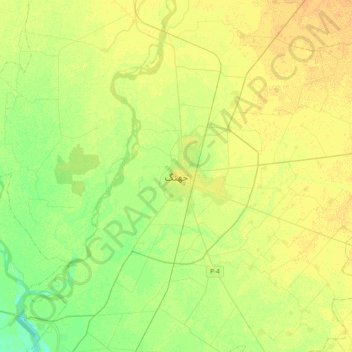 Mapa topográfico Jhang, altitude, relevo