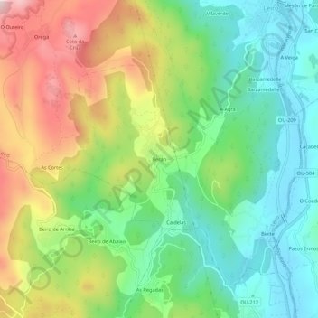 Mapa topográfico Berán, altitude, relevo