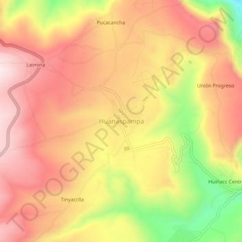 Mapa topográfico Huanaspampa, altitude, relevo