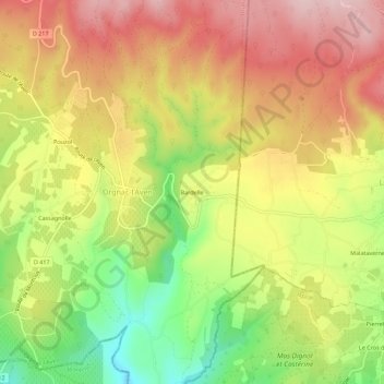 Mapa topográfico Bardelle, altitude, relevo