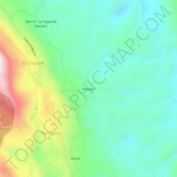 Mapa topográfico Paxaljá, altitude, relevo