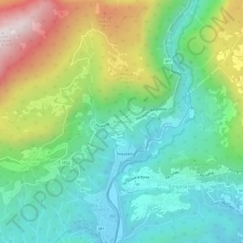 Mapa topográfico Anduins, altitude, relevo