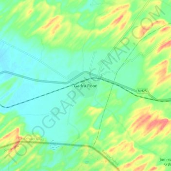 Mapa topográfico Gadra Road, altitude, relevo
