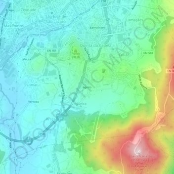 Mapa topográfico Agrelo, altitude, relevo