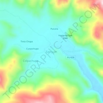 Mapa topográfico San Juan, altitude, relevo