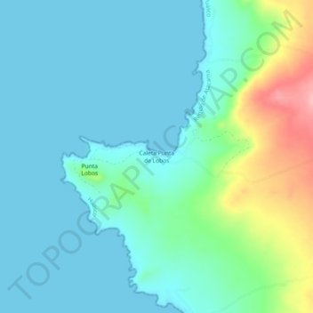 Mapa topográfico Caleta Punta de Lobos, altitude, relevo