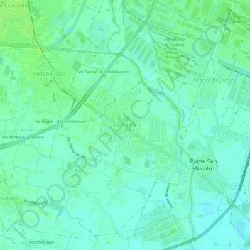 Mapa topográfico Roncaglia, altitude, relevo