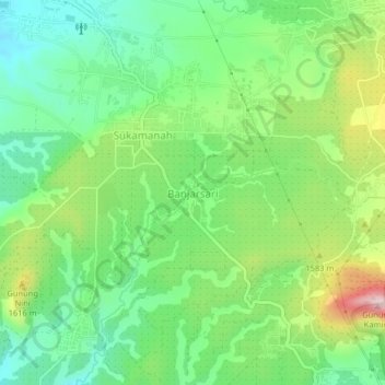 Mapa topográfico Banjarsari, altitude, relevo