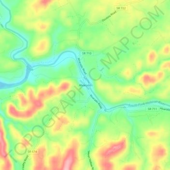 Mapa topográfico Alvarado, altitude, relevo