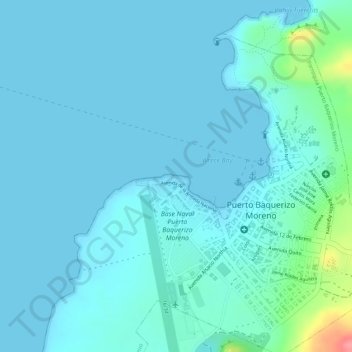 Mapa topográfico Punta Chacabuco, altitude, relevo