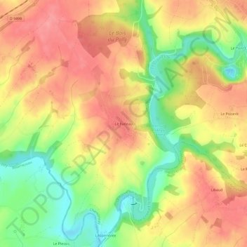 Mapa topográfico Le Fuiteau, altitude, relevo