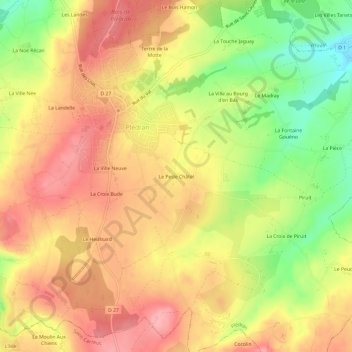 Mapa topográfico Le Pesle Châtel, altitude, relevo