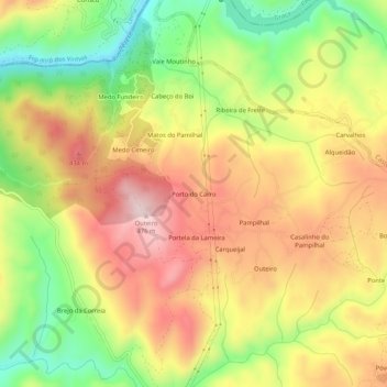 Mapa topográfico Porto do Carro, altitude, relevo