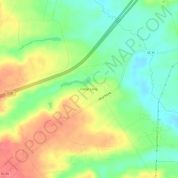 Mapa topográfico Camp Long, altitude, relevo