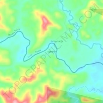 Mapa topográfico Dayuno, altitude, relevo