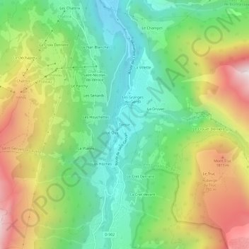 Mapa topográfico Tresse, altitude, relevo