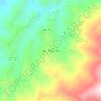 Mapa topográfico San Antonio, altitude, relevo