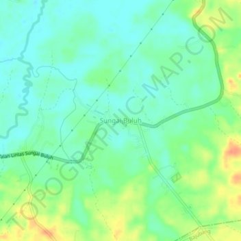 Mapa topográfico Sungai Buluh, altitude, relevo