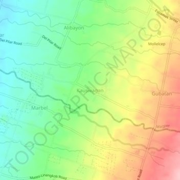 Mapa topográfico Kauswagan, altitude, relevo