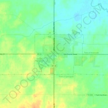 Mapa topográfico Rosendale, altitude, relevo