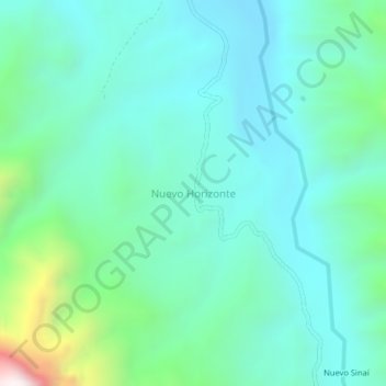 Mapa topográfico Nuevo Horizonte, altitude, relevo