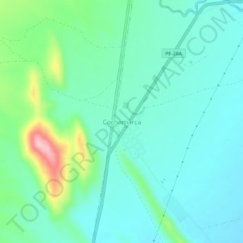 Mapa topográfico Cochamarca, altitude, relevo