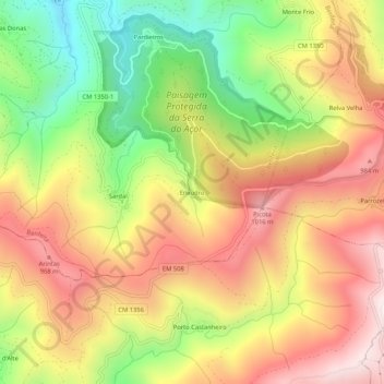 Mapa topográfico Enxudro, altitude, relevo