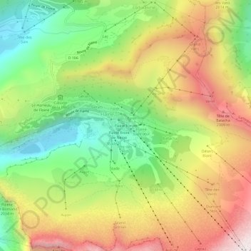 Mapa topográfico Flaine Forum, altitude, relevo
