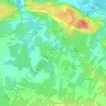 Mapa topográfico Le Plantier, altitude, relevo