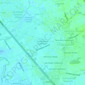 Mapa topográfico Grand Royale Subdivision, altitude, relevo