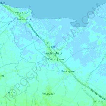 Mapa topográfico Kandanghaur, altitude, relevo