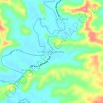 Mapa topográfico Sinidman Occidental, altitude, relevo