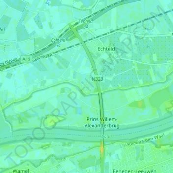 Mapa topográfico Ooij, altitude, relevo