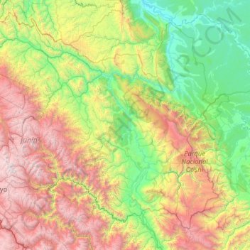 Mapa topográfico Satipo, altitude, relevo