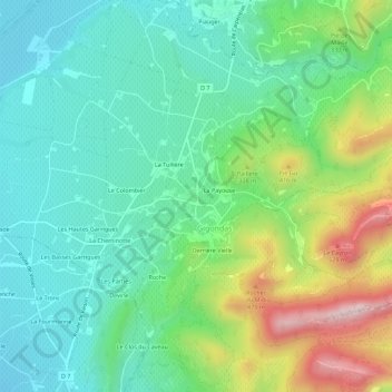 Mapa topográfico Charençon, altitude, relevo