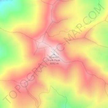 Mapa topográfico Spanish Fork Peak, altitude, relevo